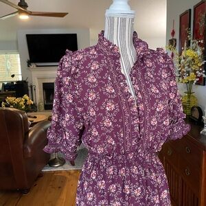 Max Studio Burgundy with Pink and White Floral Dress